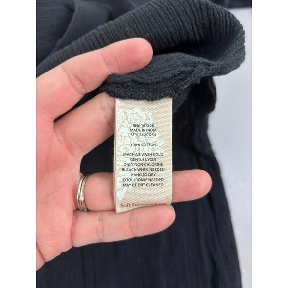 Soft Surroundings women's medium black long sleeve gauzy button up maxi dress - Picture 8 of 8